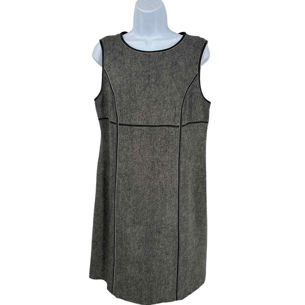 Michael Michael Kors Brown Vintage Leather Trim Tweed Sheath Dress Size 10‎